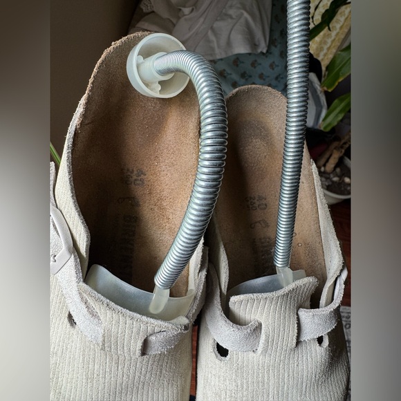 Birkenstock Boston Suede Embossed clogs - Corduroy Antique White Size 40 - Picture 8 of 13